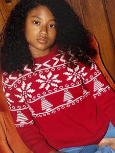 Детский свитер из хлопка в стиле фэр-айл The Little Tailor, Red/Cream