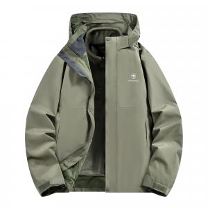 Ветровка мужская Waterproof, Windproof и Breathable VanCamel, темно-moss зеленый (single-layer jacket+fleece liner)