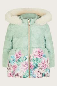 Детское пальто с цветочным принтом Monsoon, зеленый