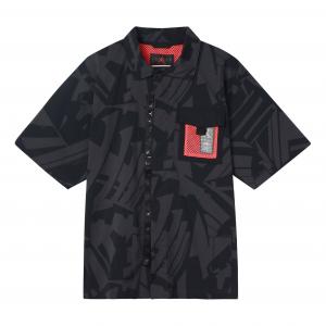 Мужской кардиган с коротким рукавом и логотипом Air Jordan, на молнии, с полной печатью на груди, черный