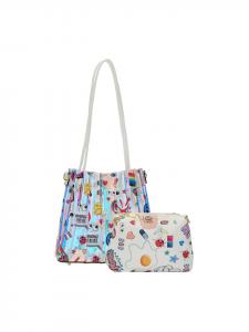 Женская сумка-тоут белого цвета с разноцветными вставками myMo