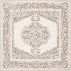 Ковер SAFAVIEH, 183 x 183 см, Metro Collection - Ivory & Beige, ручной работы восточный медальон из шерсти, идеально для помещений с высокой проходимостью в гостиной, спальне (MET615B)