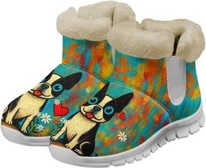 Tomeusey Женские зимние ботинки на снег с теплой меховой подкладкой, удобные короткие ботильоны для улицы, противоскользящие плюшевые ботинки с белой подошвой