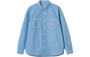 Carhartt WIP SS23 Рубашка мужская Blue Pointed Collar Moderate Others