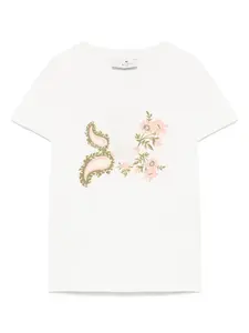 Футболка с цветочной вышивкой ETRO KIDS, белый