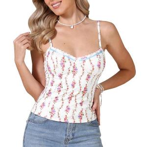Корсет топ для женщин без рукавов с цветочным принтом Inspire Chic, White