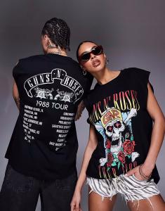 Топ унисекс свободного покроя ASOS DESIGN черного цвета с принтом Guns N Roses