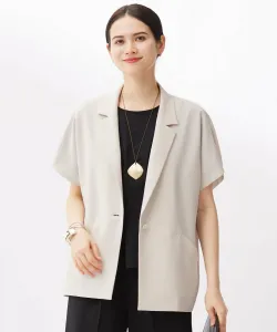 Легкый жакет с коротким рукавом, похожый на лен Free Zone S, цвет Sand Beige [033]