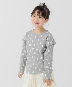 Топ с длинными рукавами и оборками по всей поверхности, с принтами на плечах и ребристой текстурой Chil2, цвет D Daisy/Gray