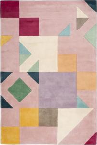Ковер для акцентов SAFAVIEH, 61 x 92 см, Fifth Avenue Collection, Pink & Multi, ручной работы в стиле Mid-Century Modern Abstract из новозеландской шерсти, идеально для помещений с высокой проходимостью: прихожая, гостиная, спальня (FTV118A)