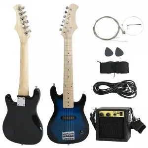 Unbranded Детская 30" электрогитара с усилителем и комплектом аксессуаров для гитары, синий цвет