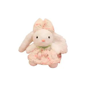 Милый тюльпановый марлевый сарафан с плюшевой куклой ушастого кролика высотой 28 см Bitter purchase