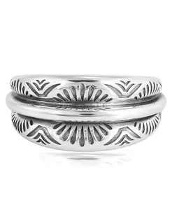 Кольцо-Веер из стерлингового серебра с гравировкой, размер 9 American West Jewelry, silver