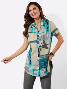 Длинная блузка с бирюзовым и песочным принтом WITT WEIDEN