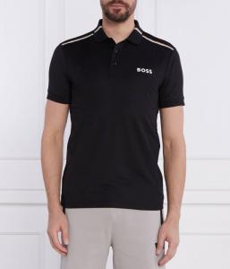 Поло мужское Boss Green с воротником на пуговицах, черный