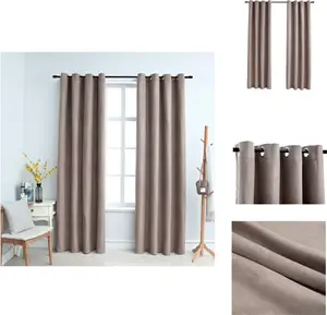 Плотные шторы с металлическими люверсами, 2 шт., серо-коричневые, 140 x 245 см - Шторы и портьеры vidaXL