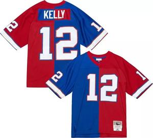 Мужская майка Mitchell & Ness Buffalo Bills Jim Kelly № 12 1990 года, разделенная возвратом