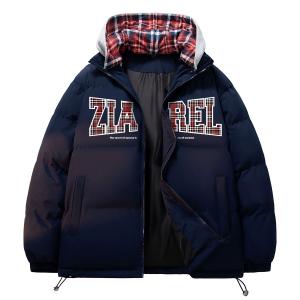 Пуховик Unisex с капюшоном утепленный стеганый ZIAREL, темно-синий