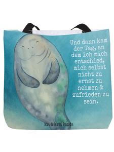 Mr. & Mrs. Panda Сумка-шоппер с изображением морской коровы и надписью, выполненная белым цветом