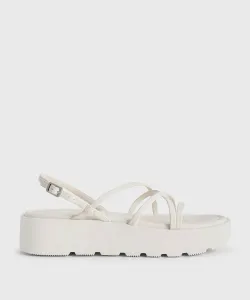Асимметричные сандалии на платформе с ремешками Charles & Keith, цвет White