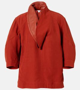 Блузка с кожаной отделкой Bottega Veneta, Copper