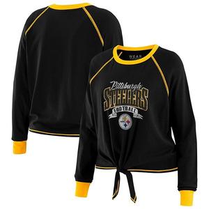 Женский топ с длинными рукавами и завязкой Pittsburgh Steelers черный/золотой Wear By Erin Andrews
