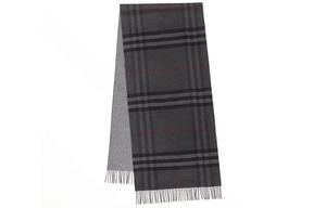 Burberry Реверсивный кашемировый шарф Check, Charcoal Gray