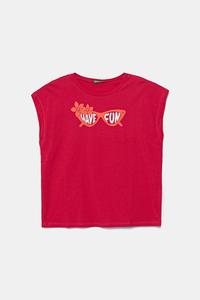 Детская хлопковая футболка United Colors Of Benetton, розовый