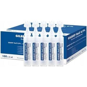 NaCl 0,9% стерильный изотонический ингаляционный солевой раствор хлорида натрия для увлажнения дыхательных путей 100 x 5 мл - упаковка 100 шт. Gilbert