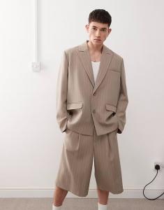 Летний блейзер свободного кроя в бежевую тонкую полоску Reclaimed Vintage