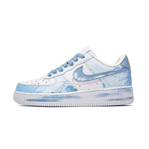 Nike Кроссовки Air Force 1 Cloud Galaxy, Footprint Innovation, износостойкие, низкие, для скейтбординга, унисекс, небесно-голубые