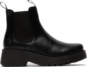 Женские кожаные ботинки на платформе Fly Womens MEDI789 с клиновидным каблуком Челси Infinity Leather, Black