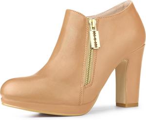 Ботильоны Allegra K для женщин, платформа, круглый носок, массивный каблук, Hautfarben