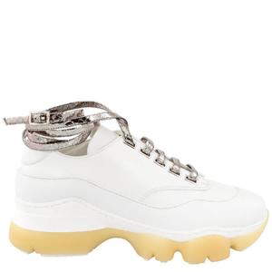 Giannico Женские белые / нержавеющая сталь телячья кожа питон шнуровка пряжка кроссовки