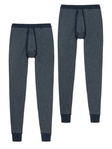 Schiesser Длинное нижнее белье, тонкая ребристая меланжевая ткань темно-синего цвета