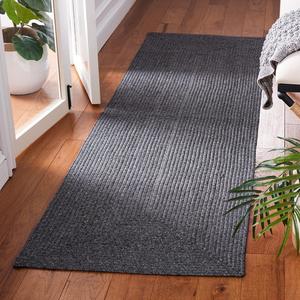 Ковер-дорожка SAFAVIEH, 69 x 183 см,  Braided Collection, Black, ручной работы в деревенском стиле, идеально подходит для помещений с высокой проходимостью в гостиной, спальне (BRA201Z)