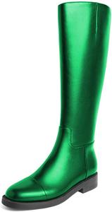 Женские сапоги YDN до колена, с квадратным носком, удобные, на плоской подошве, молния сзади, для офисного образа, обувь, размер 37-48, Green