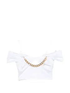 Топ с открытыми плечами и цепочками Elisabetta Franchi, белый