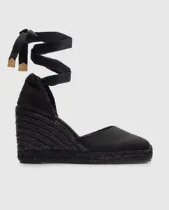 Женские эспадрильи Carina на танкетке из органического хлопка, со шнуровкой Castañer, черный