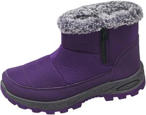 Женские зимние ботинки до щиколотки с мехом, с боковой молнией, противоскользящие, для улицы и работы, удобные ботильоны для женщин 2025 Generic, Purple