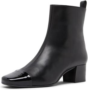 Женские классические ботильоны Miss Left с низким каблуком-блоком, квадратным носком, боковой молнией, удобные для повседневной ходьбы, размеры 4-16 US, Black