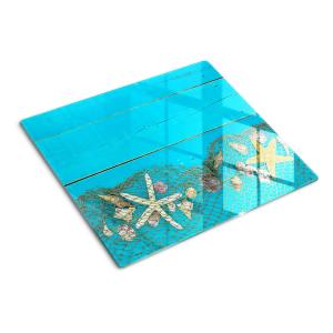 Стеклянная тарелка 60x52 см, раковины морских звезд TULUP, синий