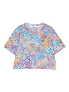 Укороченный топ с логотипом Marcelo Burlon County Of Milan Kids, синий