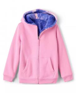 Двусторонняя флисовая толстовка с высоким ворсом для девочек Lands' End, черный