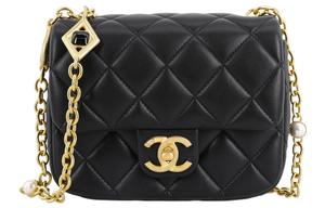 Кожаный клатч с клапаном, миниатюрная женская сумка через плечо, черная CHANEL