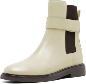 Женские туфли Pazzion с эластичной застежкой, закрытым круглым носком, флэтами, ботильоны Челси, на низком толстом каблуке, для работы и офиса, профессиональные, размеры 4-16 US, Creamy