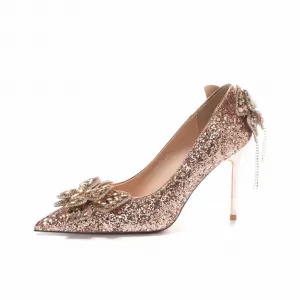 Тонкие каблуки Dawei's House на шпильке для женщин золотые, цвет Gold