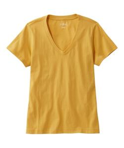 Футболка из стираного хлопка, с короткими рукавами и V-образным вырезом, стандартный американский крой L.L.Bean, оранжевый