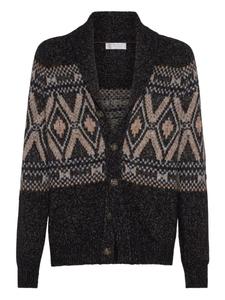 Кардиган с узором в виде шалевого воротника от Brunello Cucinelli, черный