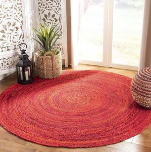 Ковер SAFAVIEH, 153 x 153 см, Braided Collection, Red, ручной работы в стиле кантри, двусторонний хлопковый, идеально для помещений с высокой проходимостью в гостиной, спальне (BRD452Q)